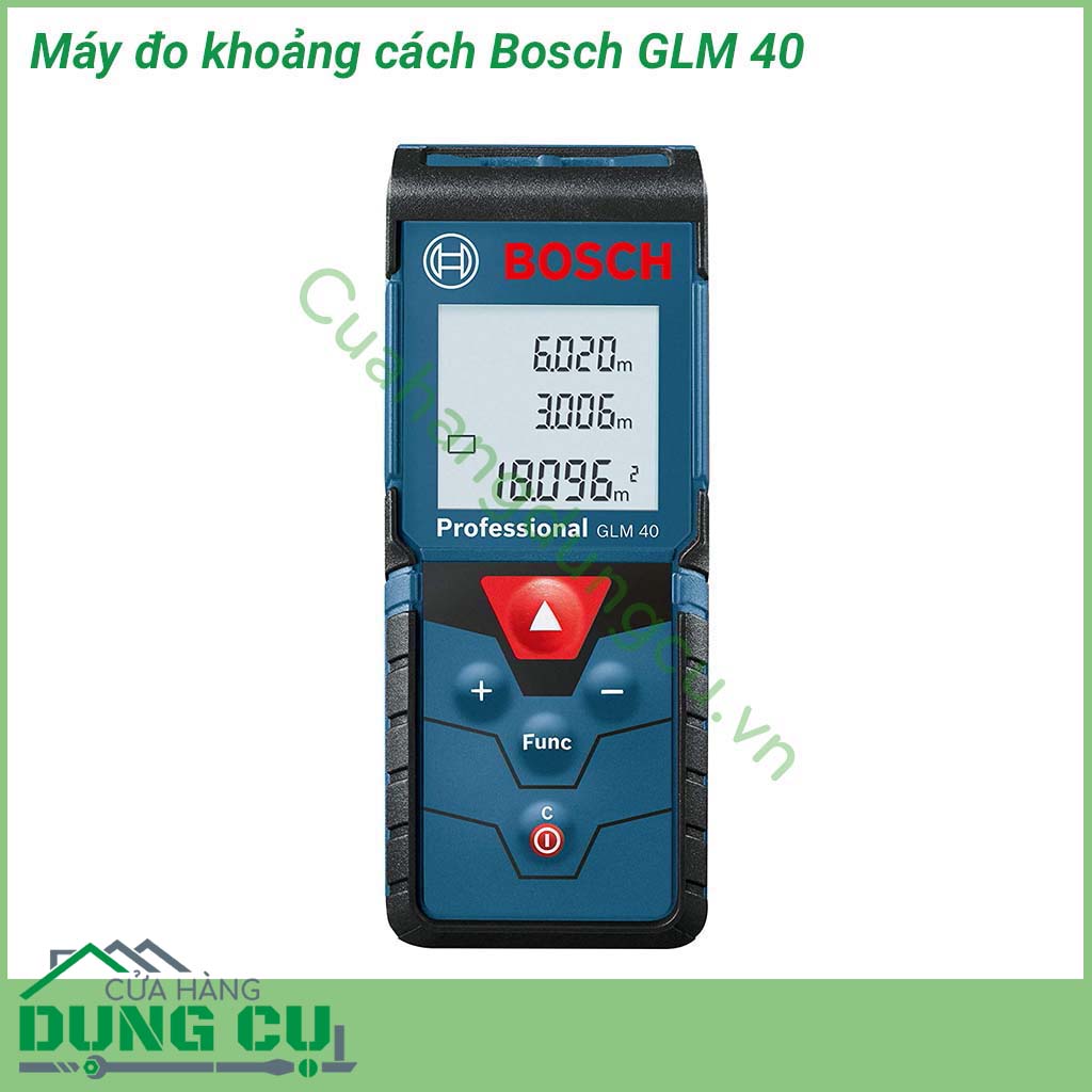 Máy đo khoảng cách Bosch GLM 40 nhỏ gọn, dễ cất giữ và sử dụng. Cơ chế bảo vệ chống bụi và nước bắn tia IP54 giúp máy làm việc tốt trong mọi điều kiện. Màn hình lớn tự động chiếu sáng với 3 hàng thông tin giúp dễ đọc và diễn giải thông tin.