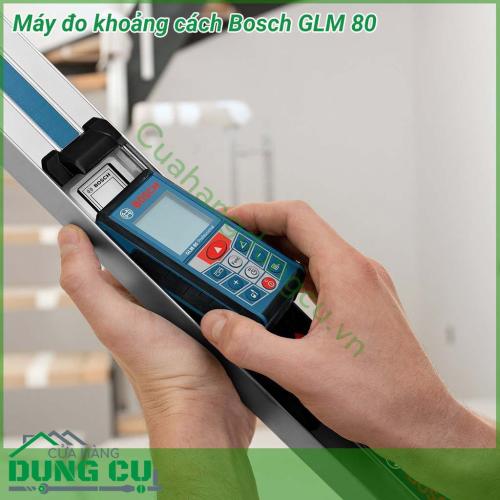 Máy đo khoảng cách Bosch GLM 80 tính năng nổi bật, thiết kế nhỏ gọn, cơ chế hoạt động hiệu quả. Màn hình hiển thị tự động cùng với đèn nền chiếu sáng tự động bật có thể đo được tối đa 25.000 lần sau mỗi lần sạc nhờ công nghệ pin Li-Ion.