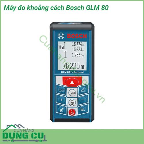 Máy đo khoảng cách Bosch GLM 80 tính năng nổi bật, thiết kế nhỏ gọn, cơ chế hoạt động hiệu quả. Màn hình hiển thị tự động cùng với đèn nền chiếu sáng tự động bật có thể đo được tối đa 25.000 lần sau mỗi lần sạc nhờ công nghệ pin Li-Ion.