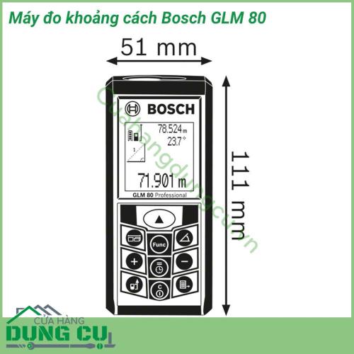 Máy đo khoảng cách Bosch GLM 80 tính năng nổi bật, thiết kế nhỏ gọn, cơ chế hoạt động hiệu quả. Màn hình hiển thị tự động cùng với đèn nền chiếu sáng tự động bật có thể đo được tối đa 25.000 lần sau mỗi lần sạc nhờ công nghệ pin Li-Ion.