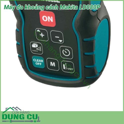 Máy đo khoảng cách Makita LD080P được trang bị tia laser với phạm vi đo lên đến 80m, kết quả đo chính xác, hiển thị rõ ràng trên màn hình chất lượng cao. Chất liệu cao cấp, thiết kế nhỏ gọn, các phím bấm trên máy được thiết kế cân đối.