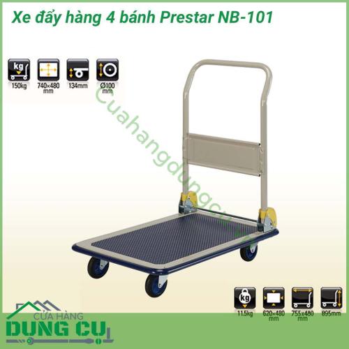 Xe đẩy hàng Prestar NB-101 kiểu dáng hiện đại được thiết kế chắc chắn, giúp tiết kiệm thời gian và giảm chi phí lao động đáng kể. Mặt sàn của xe được làm bằng thép có độ bền cao, đồng thời bề mặt vân sần chống trơn trượt, đảm bảo an toàn cho hàng hóa.