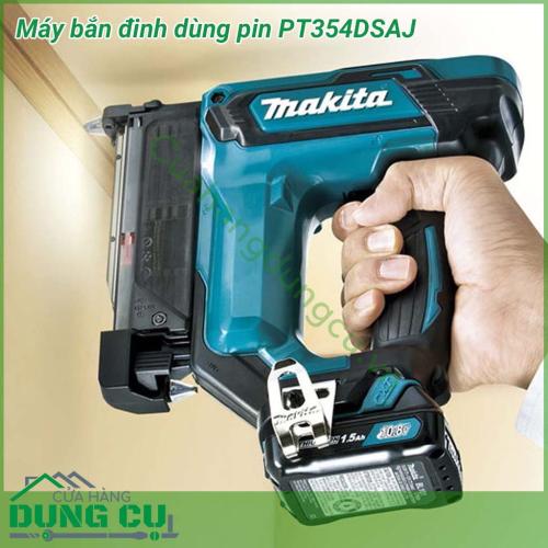 Máy bắn đinh dùng pin Makita PT354DSAJ sử dụng pin 12Vmax, được làm từ chất liệu cao cấp nên sở hữu độ rắn chắc tuyệt đối, chống chịu được sự mài mòn trong suốt quá trình sử dụng. Vỏ ngoài của súng được làm bằng chất liệu chịu lực tốt,độ bền cao