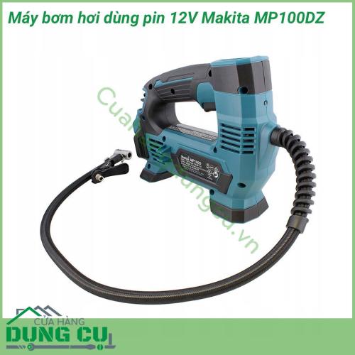 Máy bơm hơi dùng pin 12V Makita MP100DZ thiết kế gọn nhẹ với khả năng bơm tối đa lên tới 10L/ phút. Máy nhẹ, rất tiện lợi mang theo trong những chuyến đi. Thân máy có đồng hồ điện tử thông báo, có đèn chiếu sáng, sử dụng khi thiếu ánh sáng.