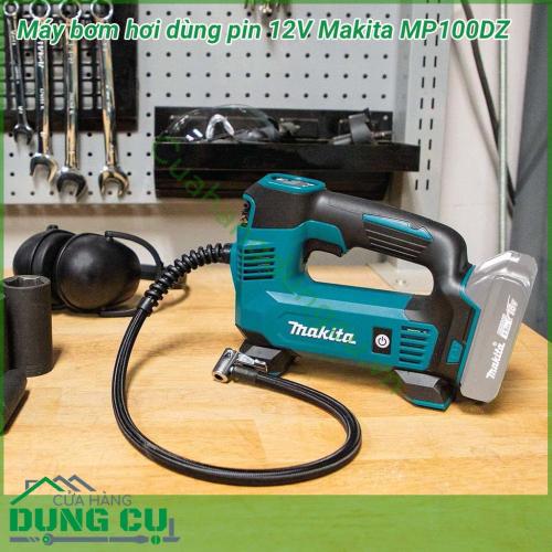 Máy bơm hơi dùng pin 12V Makita MP100DZ thiết kế gọn nhẹ với khả năng bơm tối đa lên tới 10L/ phút. Máy nhẹ, rất tiện lợi mang theo trong những chuyến đi. Thân máy có đồng hồ điện tử thông báo, có đèn chiếu sáng, sử dụng khi thiếu ánh sáng.