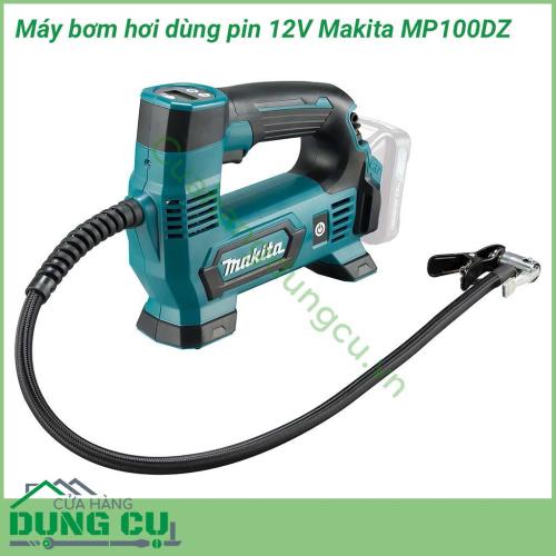 Máy bơm hơi dùng pin 12V Makita MP100DZ thiết kế gọn nhẹ với khả năng bơm tối đa lên tới 10L/ phút. Máy nhẹ, rất tiện lợi mang theo trong những chuyến đi. Thân máy có đồng hồ điện tử thông báo, có đèn chiếu sáng, sử dụng khi thiếu ánh sáng.