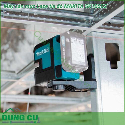 Máy cân mực laser tia đỏ Makita SK105DZ thiết kế nhỏ gọn nhưng có độ chính xác và tính ứng dụng cao. Máy có 1 tia laser nằm ngang và 1 tia laser dọc vuông góc với nhau giúp bạn nhanh chóng xác định được vị trí cân bằng