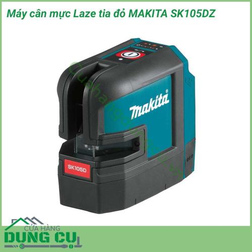 Máy cân mực laser tia đỏ Makita SK105DZ thiết kế nhỏ gọn nhưng có độ chính xác và tính ứng dụng cao. Máy có 1 tia laser nằm ngang và 1 tia laser dọc vuông góc với nhau giúp bạn nhanh chóng xác định được vị trí cân bằng