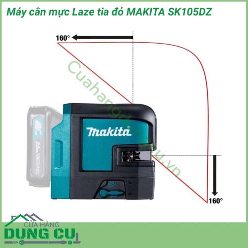 Máy cân mực laser tia đỏ Makita SK105DZ thiết kế nhỏ gọn nhưng có độ chính xác và tính ứng dụng cao. Máy có 1 tia laser nằm ngang và 1 tia laser dọc vuông góc với nhau giúp bạn nhanh chóng xác định được vị trí cân bằng