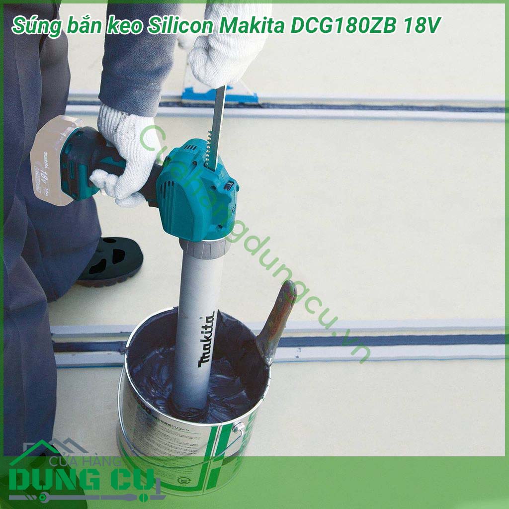 Súng bắn keo Silicon dùng pin Makita DCG180ZB 18V được làm từ chất liệu cao cấp, kiểu dáng nhỏ gọn, trọng lượng nhẹ. Dùng pin 18V giúp người dùng tiết kiệm sức lực và thời gian xử lý công việc nhanh hơn. Tay cầm có lớp đệm cao su êm cho cảm giác chắc tay