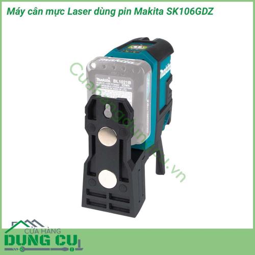 Máy cân mực laser dùng pin Makita SK106GDZ thiết kế nhỏ gọn. Máy có 1 tia laser nằm ngang và 1 tia laser dọc vuông góc với nhau giúp bạn nhanh chóng xác định được điểm cân bằng giúp người dùng sử dụng máy linh hoạt hơn, cho hiệu suất công việc cao.