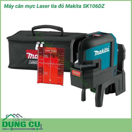 Máy cân mực laser tia đỏ Makita SK106DZ phát 2 tia laser đỏ, hoạt động bằng pin 12Vmax. Máy thiết kế nhỏ gọn, trọng lượng nhẹ dễ dàng mang theo sử dụng. Máy cung cấp đường đo rõ ràng, xác định điểm cân bằng nhanh, cho hiệu quả công việc cao