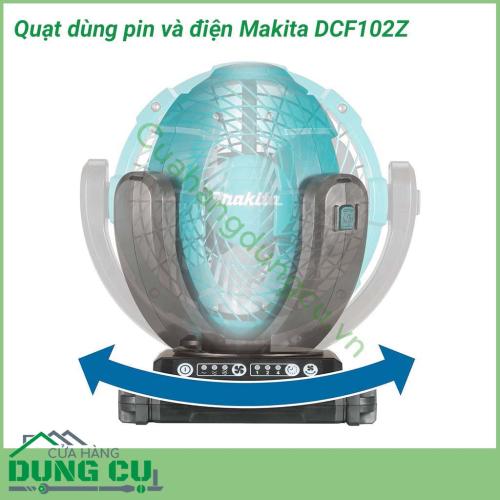 Quạt dùng pin và điện Makita DCF102Z thiết kế nhỏ gọn, kiểu dáng hiện đại, dễ sử dụng. Quạt được thiết kế tay cầm thông minh tiện dụng. Vỏ ngoài bằng nhựa tổng hợp chịu lực tốt, chống biến dạng khi bị tác động mạnh.