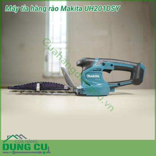 Máy tỉa hàng rào cầm tay Makita UH201DSY dùng pin nhỏ gọn và tiện ích vô cùng khi trang bị điện thế pin 12V không dây, cho tốc độ cắt 2.500 vòng/phút, chiều dài 200mm cho khả năng cắt tỉa mạnh mẽ