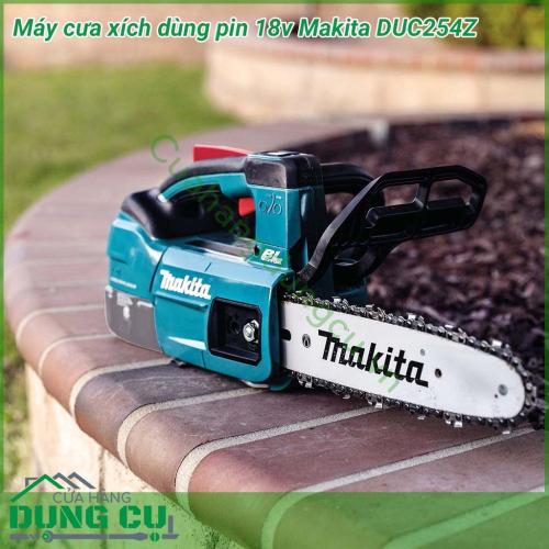 Máy cưa xích dùng pin 18v Makita DUC254Z có kích thước nhỏ gọn, được làm từ chất liệu cao cấp từ vỏ ngoài đến động cơ bên trong. Máy có khả năng chịu được nhiệt và các tác động ngoại lực mạnh. Bên cạnh đó, động cơ máy vận vành êm, độ ồn thấp