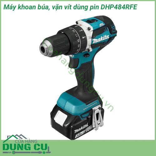 Máy khoan búa, vặn vít dùng pin Makita DHP484RFE có vỏ ngoài bằng nhựa cùng tay cầm được thiết kế vừa tay người dùng được bọc một lớp cao su tạo độ nhám cao có tác dụng chống trượt, chịu nhiệt và cách điện vừa tạo cảm giác chắc chắn, êm tay.