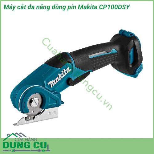 Máy cắt đa năng dùng pin Makita CP100DSY có thể cắt được những vật liệu mềm như bìa các tông, thảm, nỉ, nhựa, da, cao su,... cắt được độ dày 6mm. Máy sử dụng điện thế pin 12V, tốc độ không tải 300 vòng/phút, có thể cắt nhanh, đường cắt nét, dứt khoát.