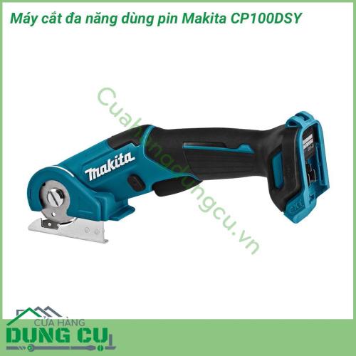 Máy cắt đa năng dùng pin Makita CP100DSY có thể cắt được những vật liệu mềm như bìa các tông, thảm, nỉ, nhựa, da, cao su,... cắt được độ dày 6mm. Máy sử dụng điện thế pin 12V, tốc độ không tải 300 vòng/phút, có thể cắt nhanh, đường cắt nét, dứt khoát.