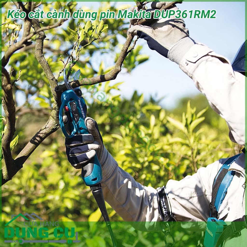 Kéo cắt cành dùng pin Makita DUP361RM2 được làm từ chất liệu cao cấp, rắn chắc, độ bền cao, không bị mài mòn trong điều kiện làm việc khắc nghiệt cũng như có thể chịu được va đập tốt. Với công suất 200W giúp bạn làm việc nhanh, gọn và tiết kiệm thời gian.
