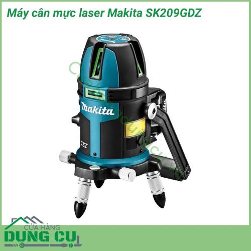 Máy cân mực laser dùng pin Makita SK209GDZ thiết kế nhỏ gọn, máy có 1 tia laser nằm ngang và 2 tia laser dọc vuông góc với nhau giúp bạn nhanh chóng xác định được điểm cân bằng, đem lại hiệu quả cao trong công việc