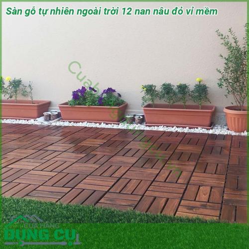 Sàn gỗ tự nhiên lót sàn ngoài trời kích thước 20x300x300 mm, thỏa sức sáng tạo trang trí phòng tắm, phòng khách, phòng ngủ... cho những sự kiện đặc biệt vì lắp đặt và tháo ráp dễ dàng nhanh chóng