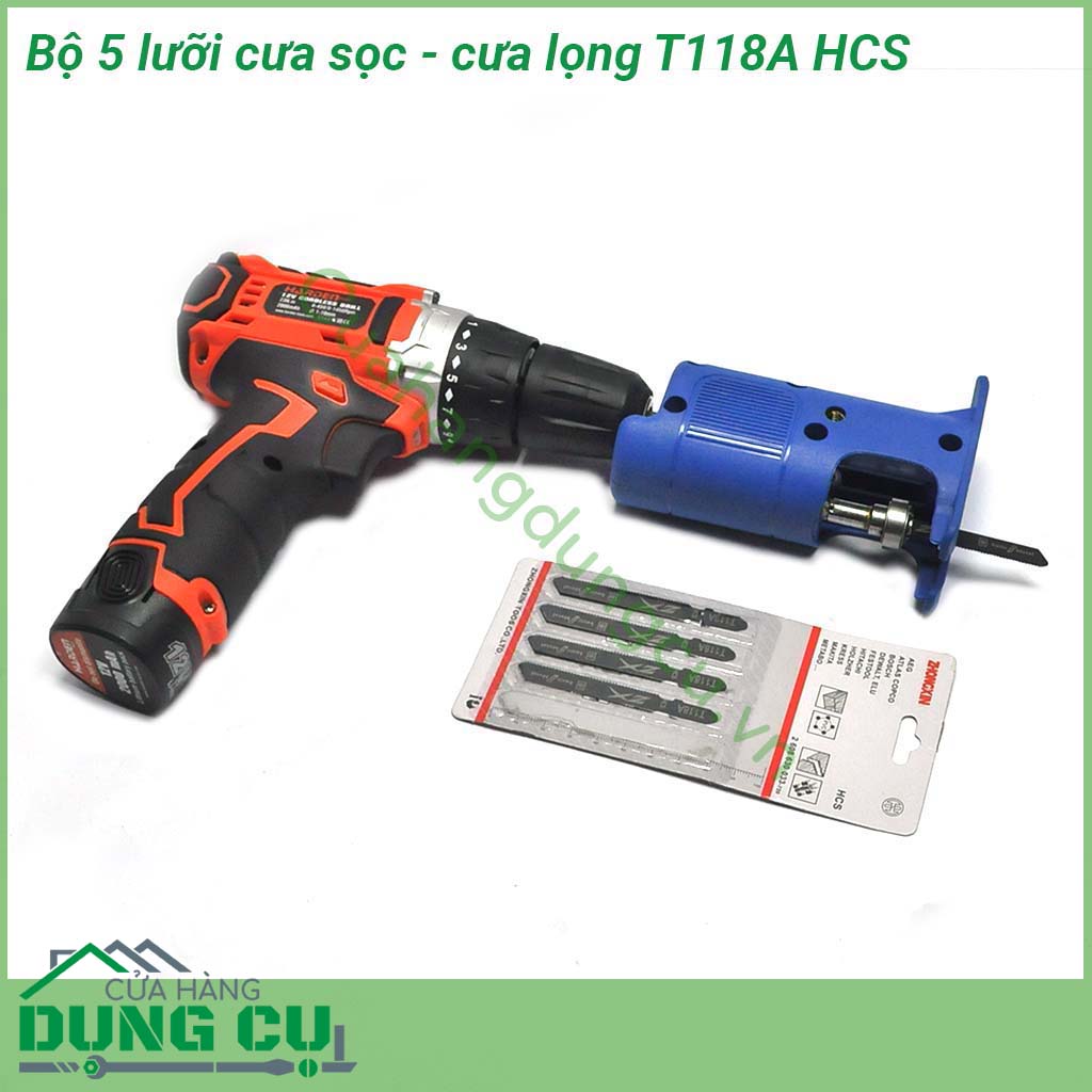 Bộ 5 lưỡi cưa sọc T118A HCS thiết kế thiết kể nhỏ gọn đơn giản, răng đối xứng cho đường cắt gọn và ngọt.  