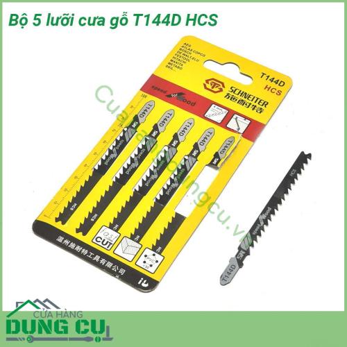 Bộ 5 lưỡi cưa gỗ T144D HCS với thiết kế răng đối xứng cho đường cắt gọn và ngọt, cho đường cắt đẹp, không làm hư bề mặt vật liệu. Sản phẩm chuyên dụng cắt các vật liệu mềm : gỗ, nhựa, mica, format...