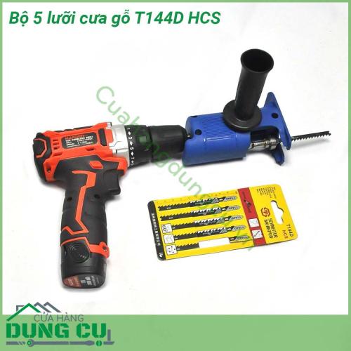 Bộ 5 lưỡi cưa gỗ T144D HCS với thiết kế răng đối xứng cho đường cắt gọn và ngọt, cho đường cắt đẹp, không làm hư bề mặt vật liệu. Sản phẩm chuyên dụng cắt các vật liệu mềm : gỗ, nhựa, mica, format...