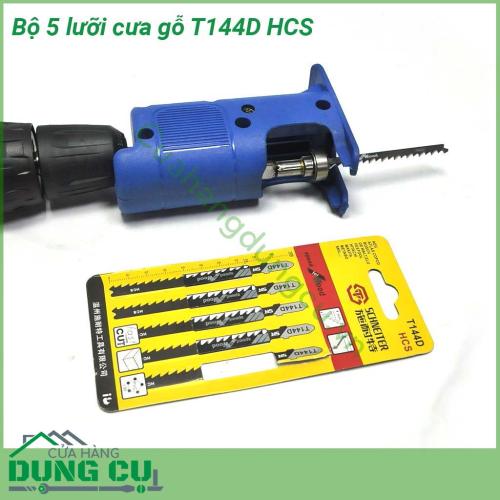 Bộ 5 lưỡi cưa gỗ T144D HCS với thiết kế răng đối xứng cho đường cắt gọn và ngọt, cho đường cắt đẹp, không làm hư bề mặt vật liệu. Sản phẩm chuyên dụng cắt các vật liệu mềm : gỗ, nhựa, mica, format...