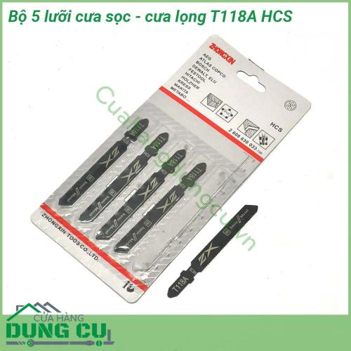 Bộ 5 lưỡi cưa sọc T118A HCS thiết kế thiết kể nhỏ gọn đơn giản, răng đối xứng cho đường cắt gọn và ngọt.  