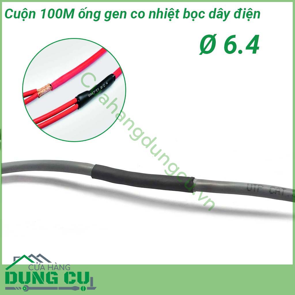 Cuộn 100m ống gen co nhiệt cách điện mềm, ổn định, nhiệt độ co thấp, thời gian xảy ra hiện tượng co nhanh. Bảo vệ, che chắn các mối hàn nối dây một cách an toàn và hiệu quả