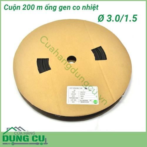 Ống co nhiệt nguyên cuộn 200M có khả năng chống cháy rất tốt, bảo vệ môi trường, máy móc khỏi nguy cơ cháy nổ. Dây gen co mềm, ổn định, nhiệt độ co thấp, thời gian xảy ra hiện tượng co nhanh.