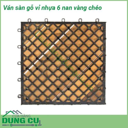 Ván sàn gỗ vỉ nhựa 6 nan chéo vàng thiết kế sáng tạo, tháo lắp dễ dàng để vệ sinh sau thời gian sử dụng lâu. Tiện lợi cho việc sử dụng.Có độ bền cao, tạo thông thoáng cho mặt sàn vì có những khe hở giữa những thanh gỗ.