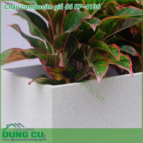 Chậu trồng cây Composite giả đá KP-4136 được gia công bởi nhựa PVC foam hoặc đúc bằng sợi thủy tinh fiberglass siêu nhẹ, siêu bền theo thời gian.