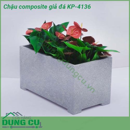 Chậu trồng cây Composite giả đá KP-4136 được gia công bởi nhựa PVC foam hoặc đúc bằng sợi thủy tinh fiberglass siêu nhẹ, siêu bền theo thời gian.