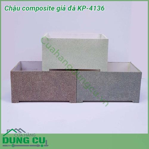 Chậu trồng cây Composite giả đá KP-4136 được gia công bởi nhựa PVC foam hoặc đúc bằng sợi thủy tinh fiberglass siêu nhẹ, siêu bền theo thời gian.