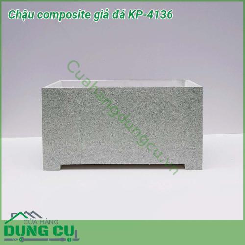 Chậu trồng cây Composite giả đá KP-4136 được gia công bởi nhựa PVC foam hoặc đúc bằng sợi thủy tinh fiberglass siêu nhẹ, siêu bền theo thời gian.