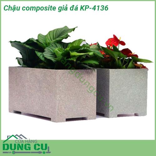 Chậu trồng cây Composite giả đá KP-4136 được gia công bởi nhựa PVC foam hoặc đúc bằng sợi thủy tinh fiberglass siêu nhẹ, siêu bền theo thời gian.