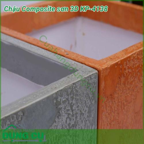 Chậu Composite cao cấp sơn 3D KP-4138 được gia công bởi nhựa PVC foam hoặc đúc bằng sợi thủy tinh fiberglass siêu bền, siêu nhẹ, dễ dàng di chuyển. Chậu được xử lý bề mặt kỹ càng sơn màu đá mịn, có phủ thêm một lớp bảo vệ ngoài trời nên siêu bền màu.