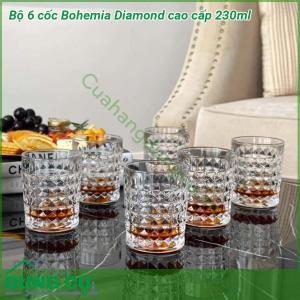 Bộ 6 cốc Bohemia Diamond cao cấp 230ml