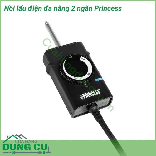 Nồi lẩu điện đa năng 2 ngăn Princess với thiết kế 2 ngăn riêng biệt, có thể chế biến với 2 loại nước lẩu khác nhau. Kiểu dáng đẹp, sang trọng, tay cầm vững chắc, nhẹ và cách nhiệt cách điện đem lại sự an toàn tuyệt đối cho các bà nội trợ