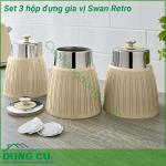 Set 3 hộp đựng gia vị Swan Retro