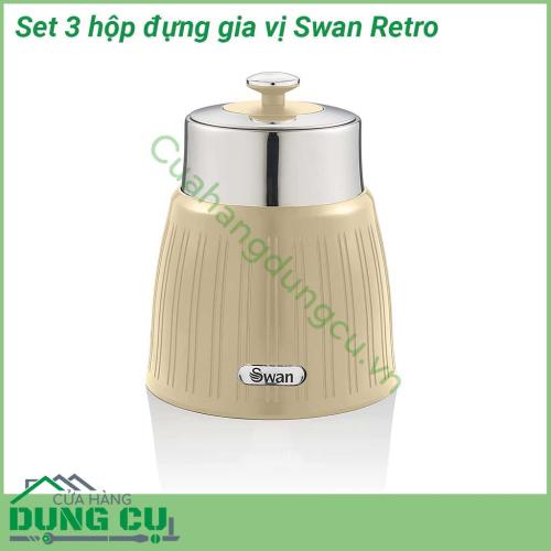 Set 3 hộp đựng gia vị Swan Retro thiết kế thực tế, thời trang và độc đáo của những chiếc hộp này tạo thêm nét phong cách cổ điển thú vị cho bất kỳ căn bếp nào.