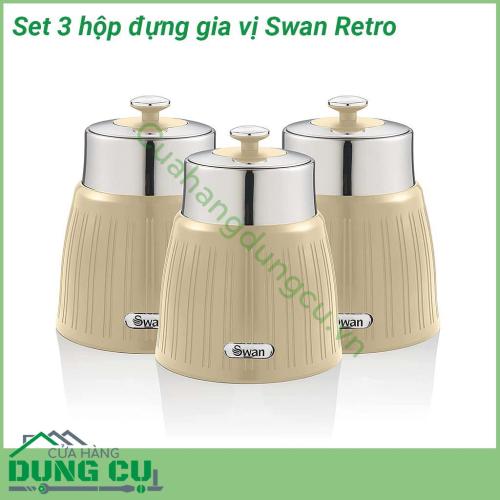 Set 3 hộp đựng gia vị Swan Retro thiết kế thực tế, thời trang và độc đáo của những chiếc hộp này tạo thêm nét phong cách cổ điển thú vị cho bất kỳ căn bếp nào.