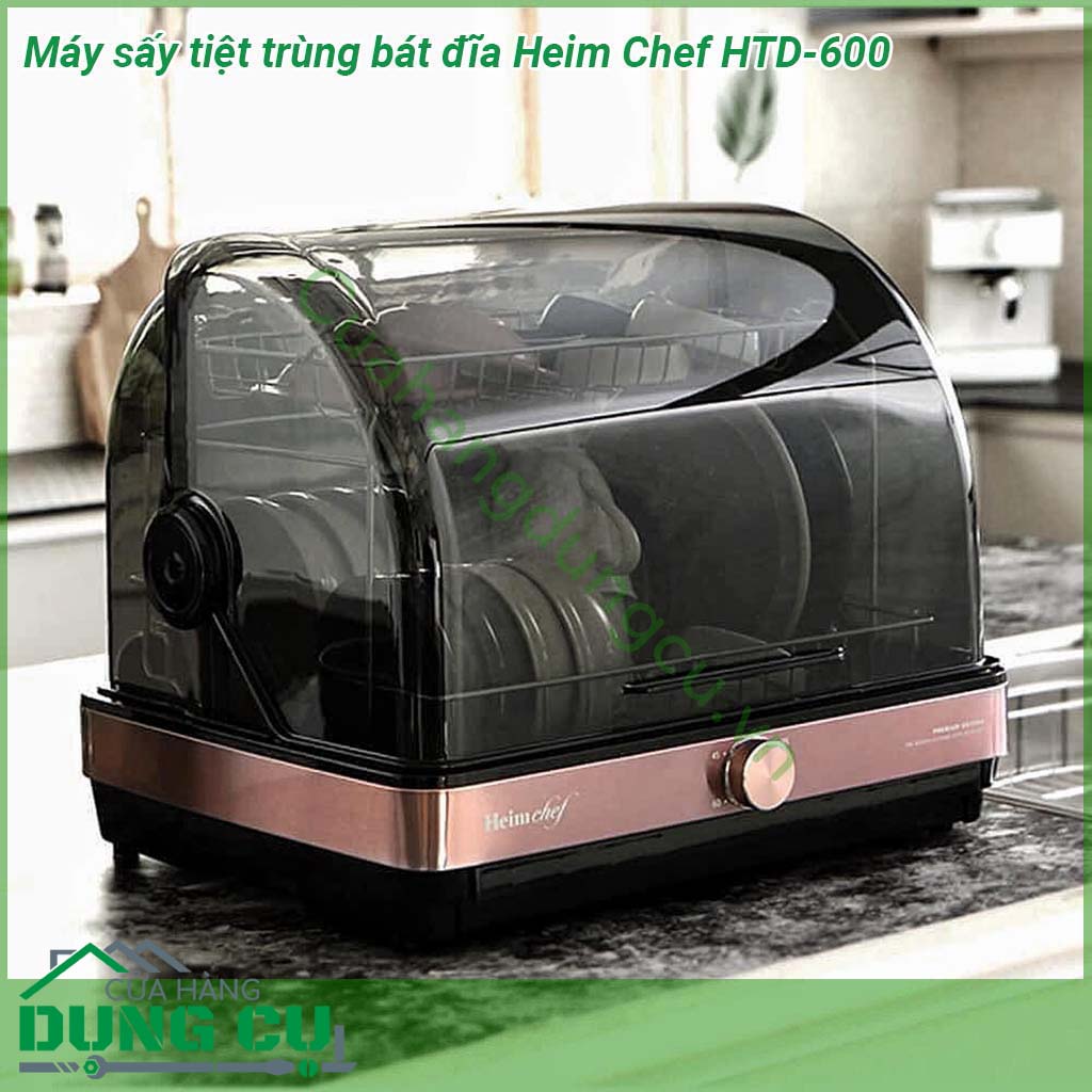 Máy sấy tiệt trùng bát đĩa Heim Chef HTD-600 dung tích 45L, chất liệu thép không rỉ SUS bền chắc. Máy sấy tiệt trùng ở nhiệt độ 70-80 độ C, đảm bảo vi khuẩn được diệt sạch. Tiết kiệm điện năng và vận hành dễ dàng