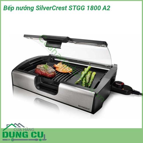 Bếp nướng có nắp chống bắn SilverCrest thiết kế hiện đại và sang trọng có kèm vung kính chống bắn và giúp nướng nhanh chín, khay nướng kết hợp giữa khoang liền và rãnh thích hợp với nhiều loại thực phẩm, có khay hứng mỡ đảm bảo dễ vệ sinh.