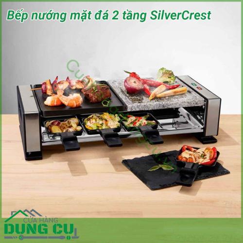 Bếp nướng mặt đá chống dính 2 tầng SilverCrest với thiết kế 2 tầng thoải mái nướng không lo phải chờ đợi, nướng cùng lúc nhiều thực phẩm rất tiện lợi và vệ sinh.. Kiểu dáng và hình thức đẹp, nét, sang trọng. 