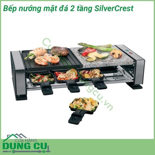 Bếp nướng mặt đá chống dính 2 tầng SilverCrest với thiết kế 2 tầng thoải mái nướng không lo phải chờ đợi, nướng cùng lúc nhiều thực phẩm rất tiện lợi và vệ sinh.. Kiểu dáng và hình thức đẹp, nét, sang trọng. 