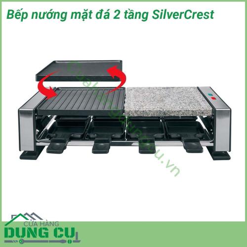 Bếp nướng mặt đá chống dính 2 tầng SilverCrest với thiết kế 2 tầng thoải mái nướng không lo phải chờ đợi, nướng cùng lúc nhiều thực phẩm rất tiện lợi và vệ sinh.. Kiểu dáng và hình thức đẹp, nét, sang trọng. 