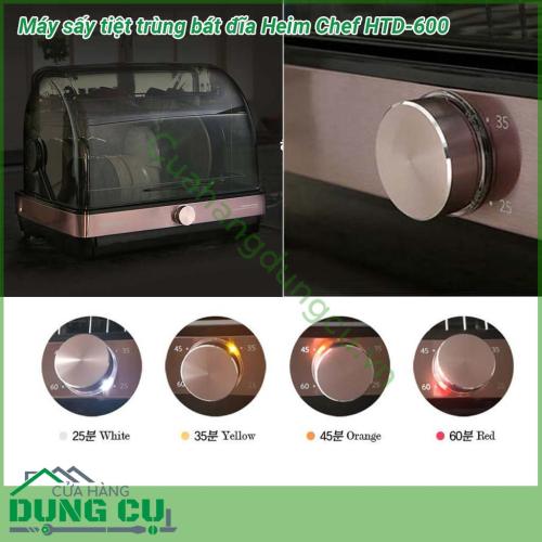 Máy sấy tiệt trùng bát đĩa Heim Chef HTD-600 dung tích 45L, chất liệu thép không rỉ SUS bền chắc. Máy sấy tiệt trùng ở nhiệt độ 70-80 độ C, đảm bảo vi khuẩn được diệt sạch. Tiết kiệm điện năng và vận hành dễ dàng